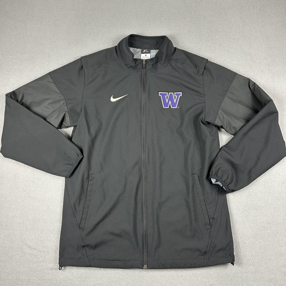 Washington Huskies Jacket Mens Medium Black NCAA‎ Football Nike Dri Fit